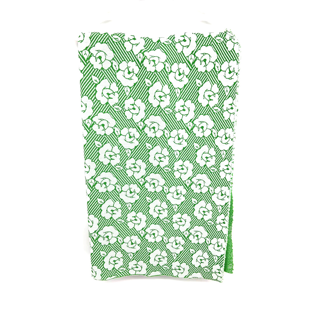 Vintage 60's  70's Green Floral Polyester Fabric 98" x 62"